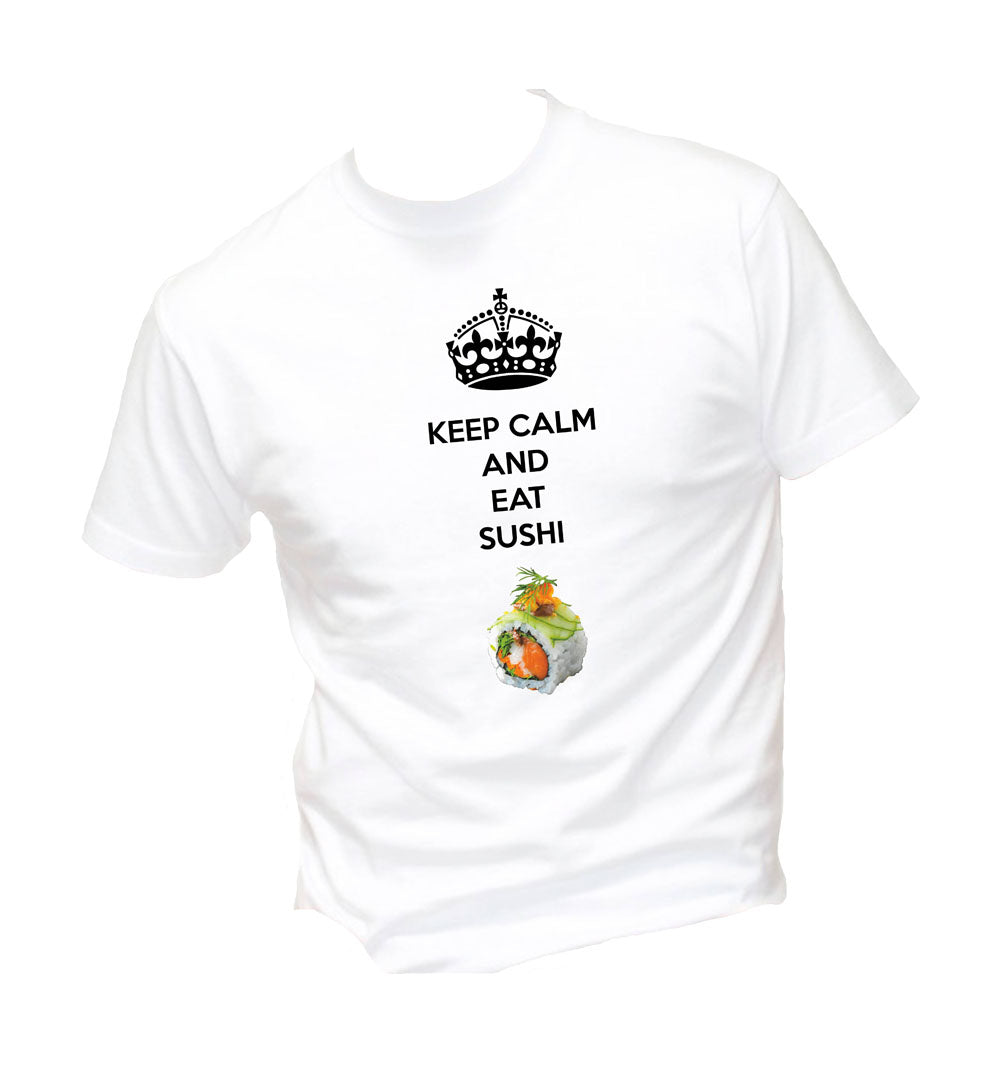 T-Shirt Uomo Donna & Bambino - KEEP CALM AND EAT SUSHI - Maglietta Maglia Tshirt Super vestibilità Top qualità