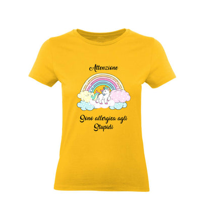 T-Shirt Donna- ATTENZIONE SONO ALLERGICA AGLI STUPIDI - Maglietta Maglia Tshirt Super vestibilità Top qualità