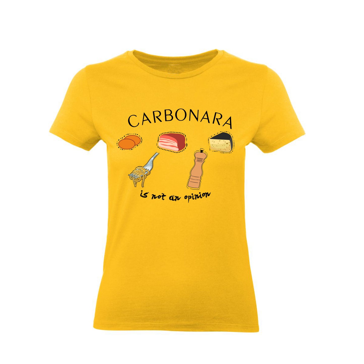 T-Shirt Uomo, Donna & Bambino - CARBONARA IS NOT AN OPINION - Maglietta Maglia Tshirt Super vestibilità Top qualità