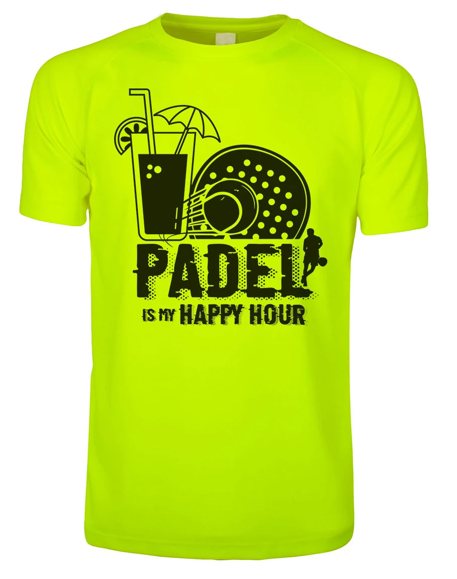 T-Shirt PADEL in Tessuto Dry Fit UNISEX - Padel is my happy hour - Elasticizzato e Traspirante Maglietta Maglia Sport Super vestibilità Top qualità