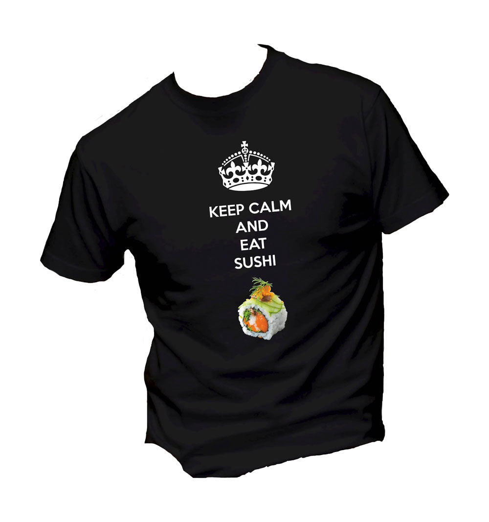 T-Shirt Uomo Donna & Bambino - KEEP CALM AND EAT SUSHI - Maglietta Maglia Tshirt Super vestibilità Top qualità