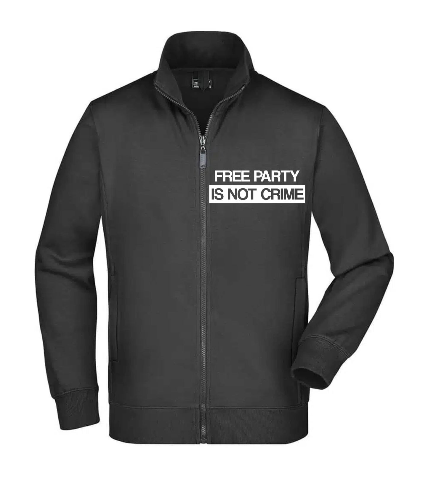 Felpa Unisex Full Zip - FREE PARTY IS NOT A CRIME - Super vestibilità Top qualità