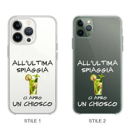 Cover Compatibile Con Tutti i Modelli iPhone - ALL'ULTIMA SPIAGGIA - Trasparente UltraSottili AntiGraffio Antiurto Case Custodia Marca