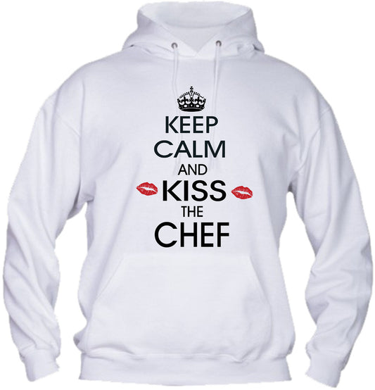 Felpa con cappuccio UOMO, DONNA & BAMBIN - KEEP CALM AND KISS THE CHEF - Super vestibilità Top qualità