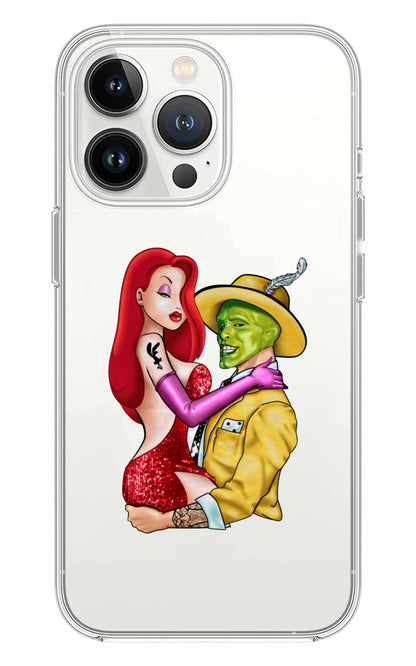 Cover Compatibile Con Tutti i Modelli iPhone - JESSICA RABBIT E THE MASK - Trasparente UltraSottili AntiGraffio Antiurto Case Custodia Marca