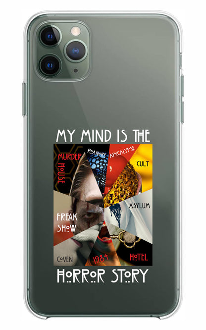 Cover Compatibile Con Tutti i Modelli iPhone - MY MIND IS THE HORROR STORY - Trasparente UltraSottili AntiGraffio Antiurto Case Custodia Marca