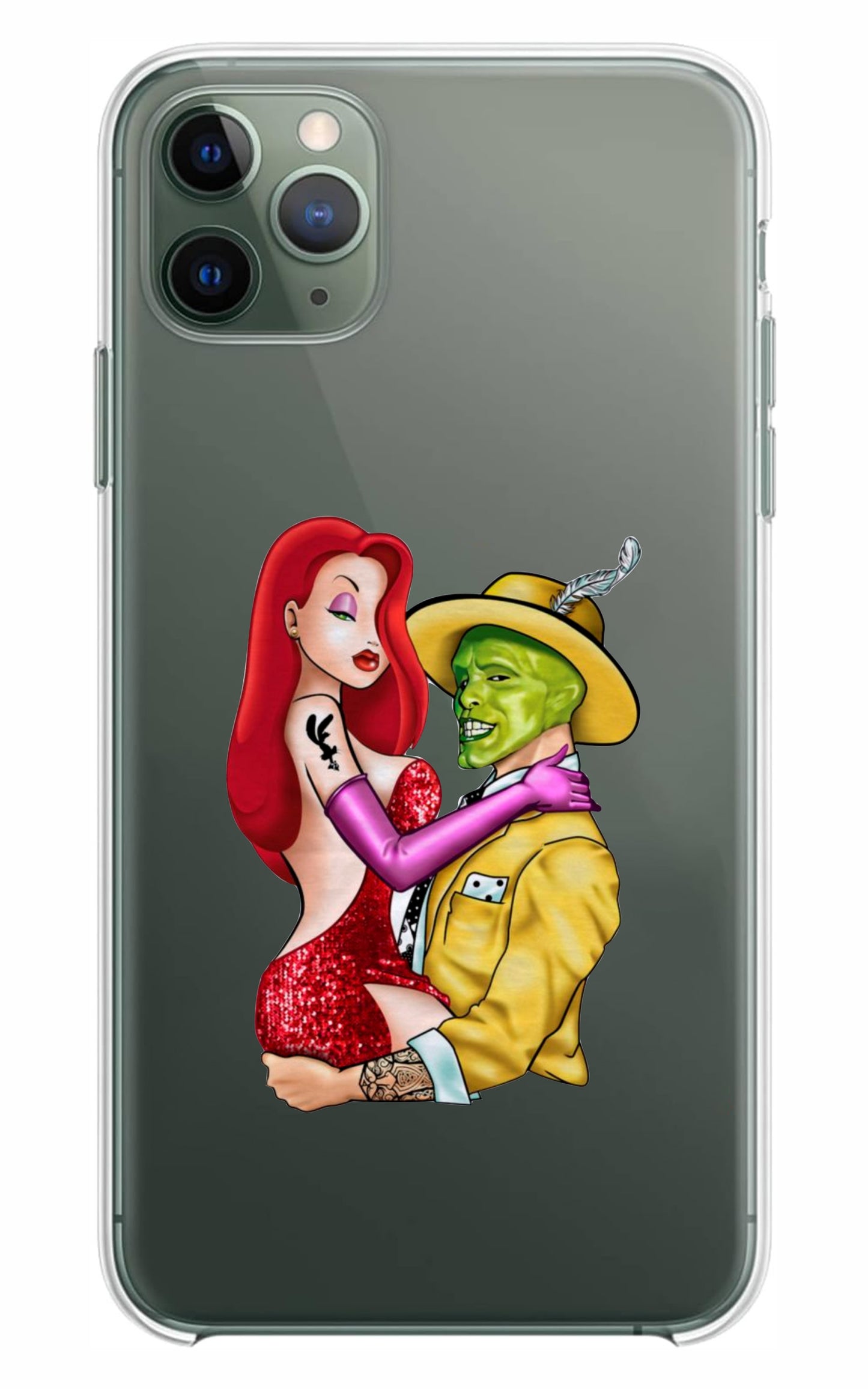 Cover Compatibile Con Tutti i Modelli iPhone - JESSICA RABBIT E THE MASK - Trasparente UltraSottili AntiGraffio Antiurto Case Custodia Marca