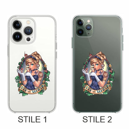 Cover Compatibile Con Tutti i Modelli iPhone - CENERENTOLA TATUATA - Trasparente UltraSottili AntiGraffio Antiurto Case Custodia Marca